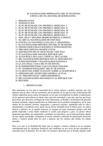 El Nacionalismo Imperialista Del Pc De España