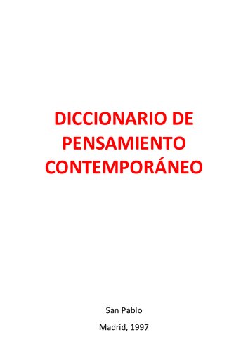 Diccionario De Pensamiento Contemporaneo
