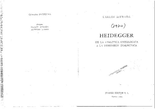 Heidegger: de la analitica ontologica a la dimension dialectica
