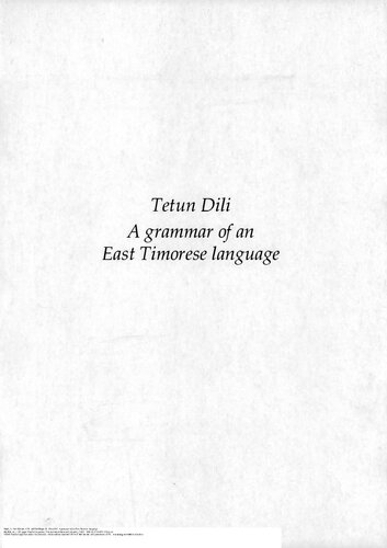 Tetun Dili: A grammar of an East Timorese language