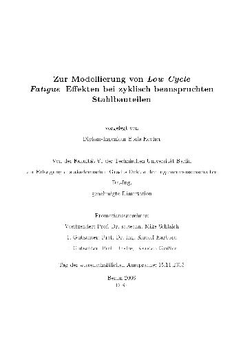Zur Modellierung von Low Cycle Fatigue-Effekten bei zyklisch beanspruchten Stahlbauteilen