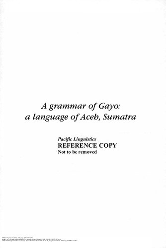 A grammar of Gayo: a language of Aceh, Sumatra
