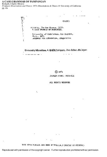 A Case Grammar of Pampangan