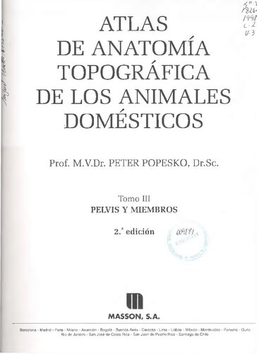 Atlas De Anatomia Topografica De Los Animales Domesticos T3