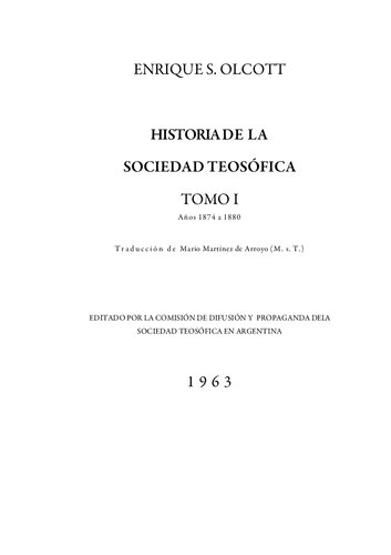 Historia De La Sociedad Teosofica 1 (1874-1880)