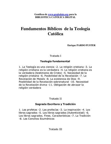 Fundamentos Biblicos De La Teologia Catolica