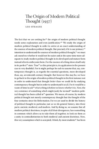 The Origin of Modern Political Thought [1937]