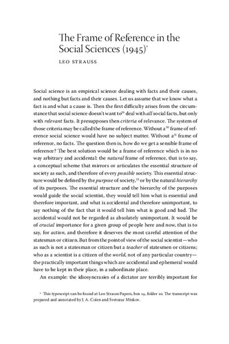 The Frame of Reference in the Social Sciences [1945]