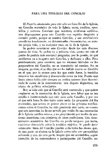 Para Una Teologia Del Concilio