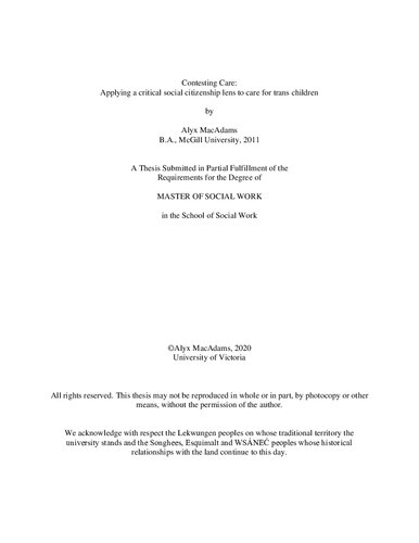 Contesting care: applying a critical social citizenship lens to care for trans children