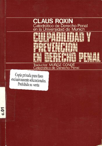 Culpabilidad Y Prevencion En Derecho Penal