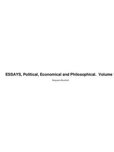 ESSAYS, Political, Economical and Philosophical.  Volume 1.