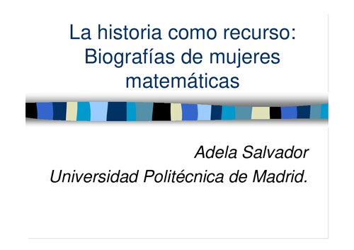 La Historia Como Recurso - Biografia De Mujeres Matematicas