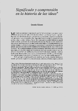Significado Y Comprension En La Historia De Las Ideas