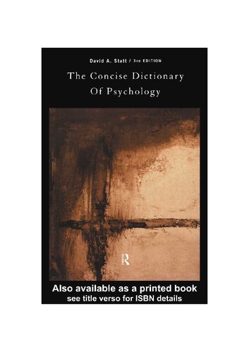 The Concise Dictionary Of Psychology (3ed)