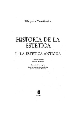 Historia De La Estetica I