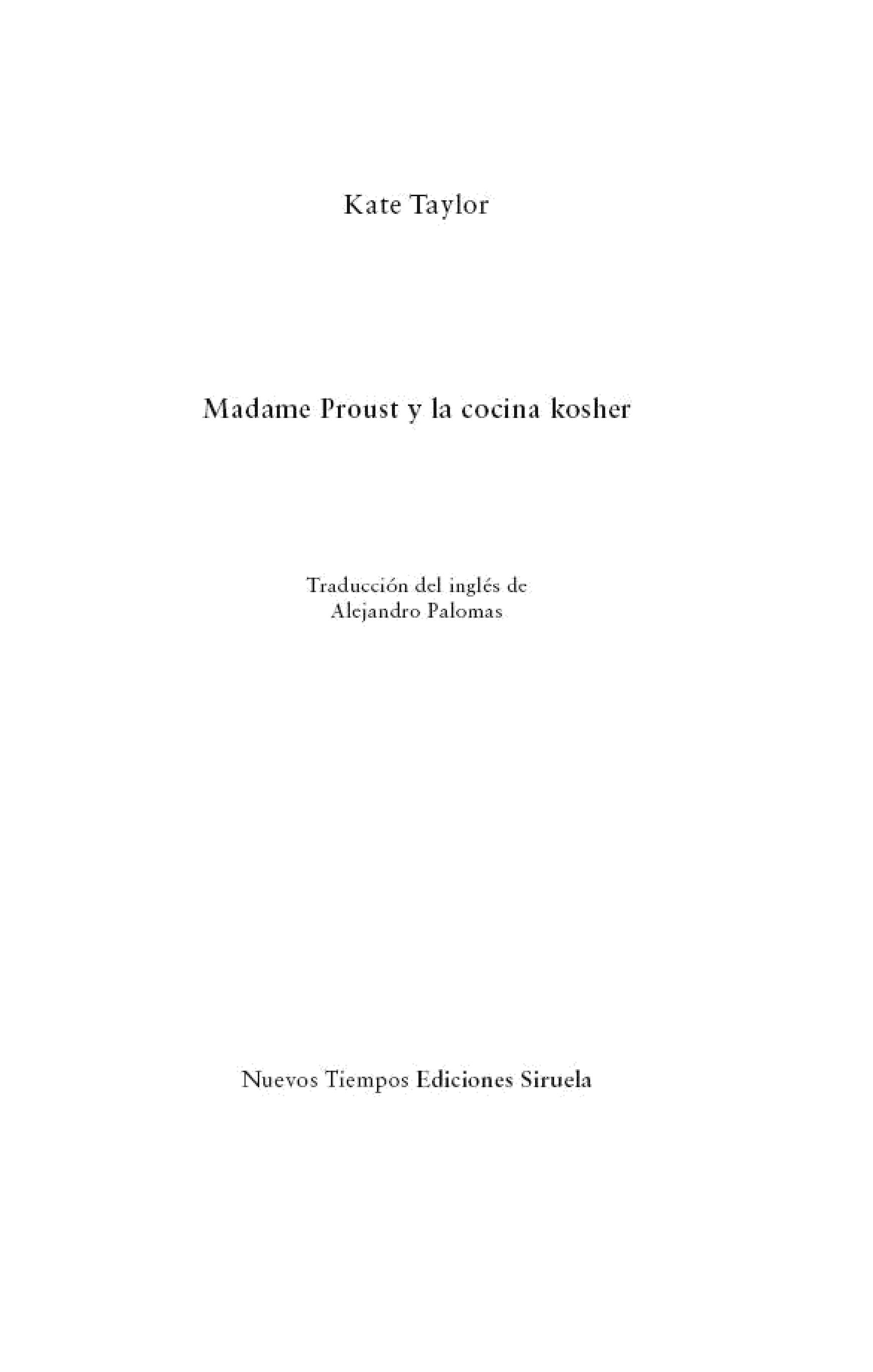 Madame Proust y la cocina kosher