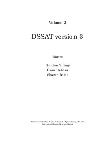 DSSAT User's Guide Vol. 2