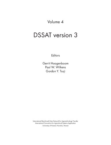 DSSAT User's Guide Vol. 4