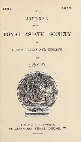 The Journal of the Royal Asiatic Society of Great Britain and Ireland for 1892
