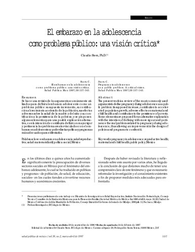 Embarazo Adolescente Una Vision Critica
