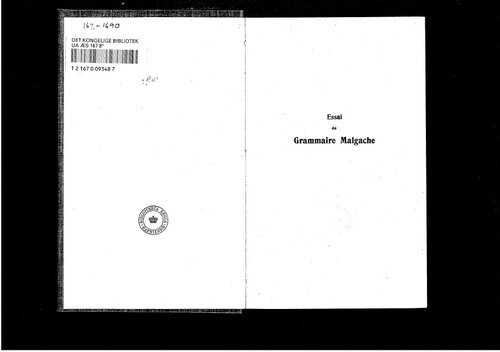 Essai de Grammaire Malgache