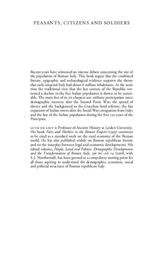 Peasants, Citizens and Soldiers: Studies in the Demographic History of Roman Italy, 225 BC–AD 100