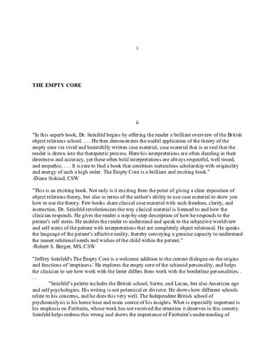 The Empty Core: An Object Relations Approach to Psychotherapy of the Schizoid Personality