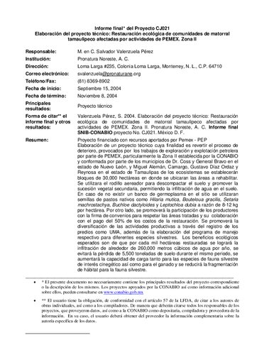 Proyecto Tecnico Restauracion Ecologica