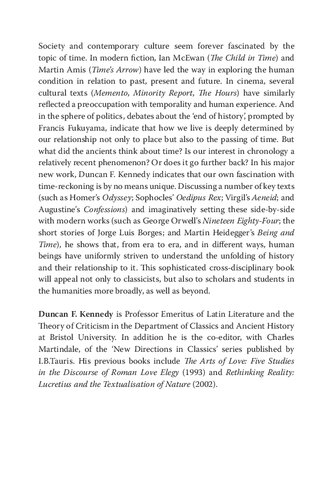 Antiquity and the Meanings of Time: A Philosophy of Ancient and Modern Literature