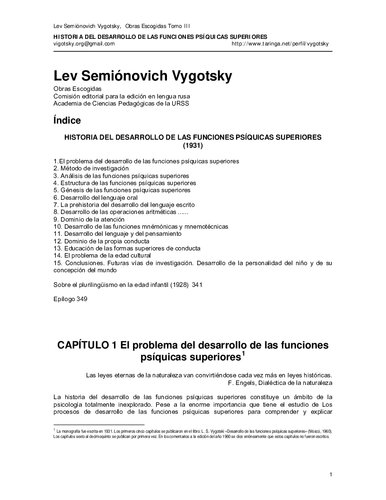 LSV_Historia del Desarrollo de las Funciones Psíquicas Superiores