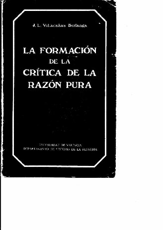 La Formacion De La Critica De La Razon Pura