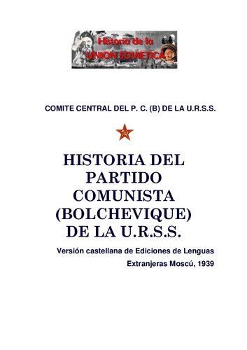 Comité Central del PC B de la URSS - Historia del Partido Comunista Bolchevique de la URSS