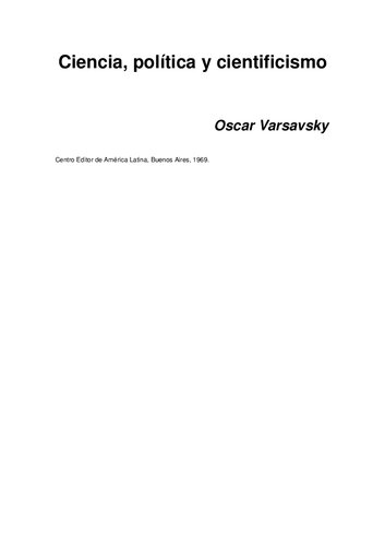 Ciencia, política y cientificismo