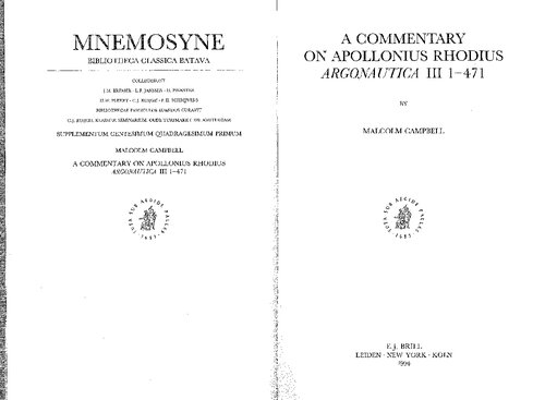A Commentary on Apollonius Rhodius (Argonautica III, 1-471)