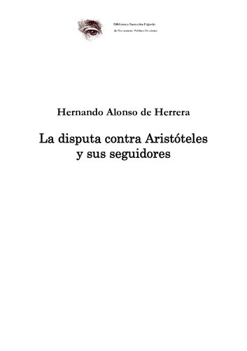 La Disputa Contra Aristoteles Y Sus Seguidores