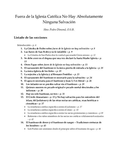 Fuera De La Iglesia Catolica No Hay Absolutamente Ninguna Salvacion