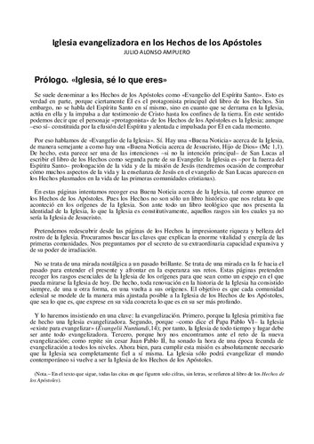 Iglesia Evangelizadora En Los Hechos De Los Apostoles