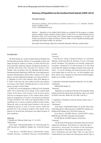 Biodiversity and biogeography of the Kuril Islands and Sakhalin