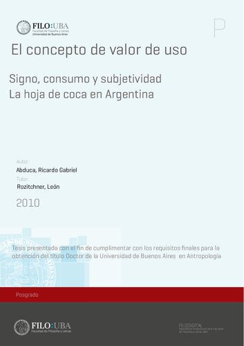 Acerca del concepto de valor de uso: signo, consumo y subjetividad. La hoja de coca en la Argentina