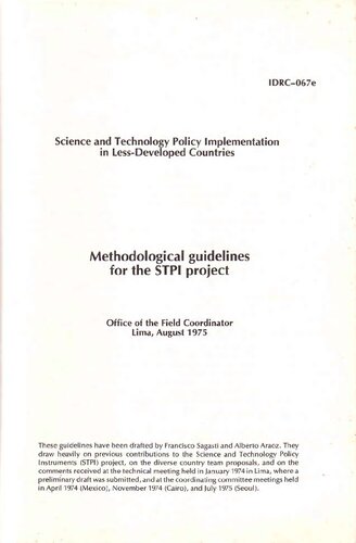 Science and Technology Policy Implementation in Less-Developed Countries. Methodological guidelines for the STPI project