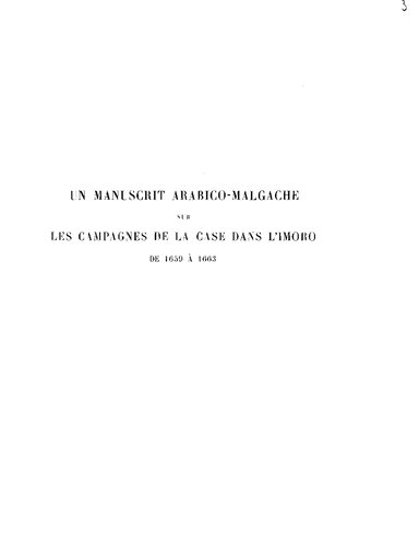 Un manuscrit arabico-malgache sur les campagnes de la case dans l’imoro de 1659 à 1663