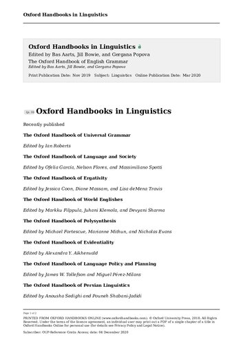 The Oxford Handbook of English Grammar
