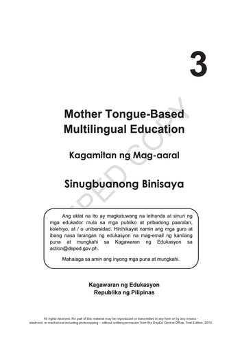 Mother Tongue-Based Multilingual Education. Kagamitan ng Mag-aaral. Sinugbuanong Binisaya 3