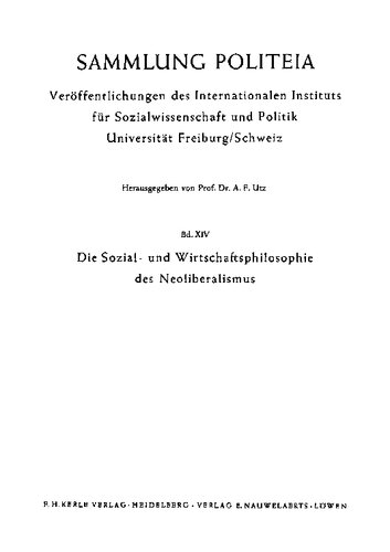 Die Sozial- und Wirtschaftsphilosophie des Neoliberalismus