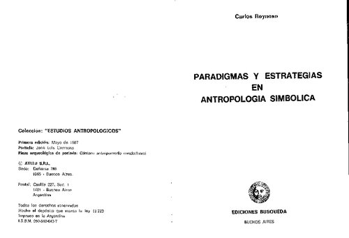 Paradigmas Y Estrategias En Antropologia Simbolica