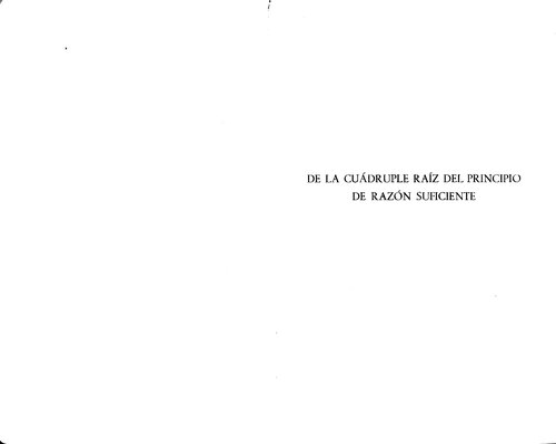 De La Cuadruple Raiz Y Del Principio De Razon Suficiente Gredos