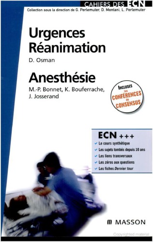 Urgences, réanimation, anesthésie
