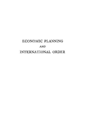 Economic Planning and International Order