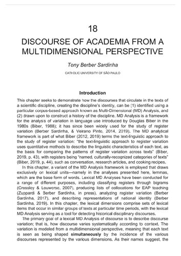 Discourse of Academia from a Multidimensional Perspective